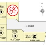 ５区画の土地面積・価格表（Ａ区画は成約済）