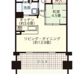 3LDK+WIC　専用庭46平米とテラス13平米が魅力(間取)