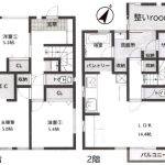 3ＬＤＫ+サウナ+ＷＩＣ　2階にサウナ・ＬＤＫ・浴室のある間取りです(間取)