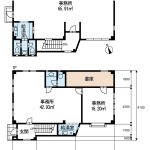 事務所３室+書庫１室+屋根裏収納(間取)